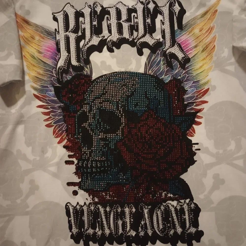 🆕☠️Rebel Vengeance Rhinestones Graphics Tee - Picture 2 of 4